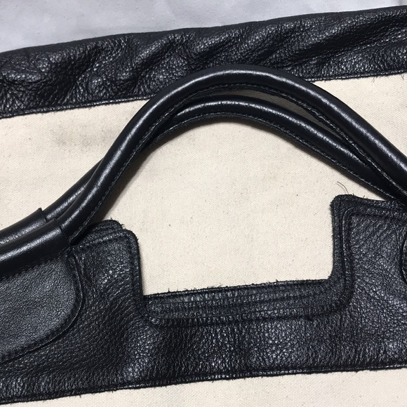 Anna Corina folded leather with canvas handbag with double straps. Like new! - Picture 5 of 7